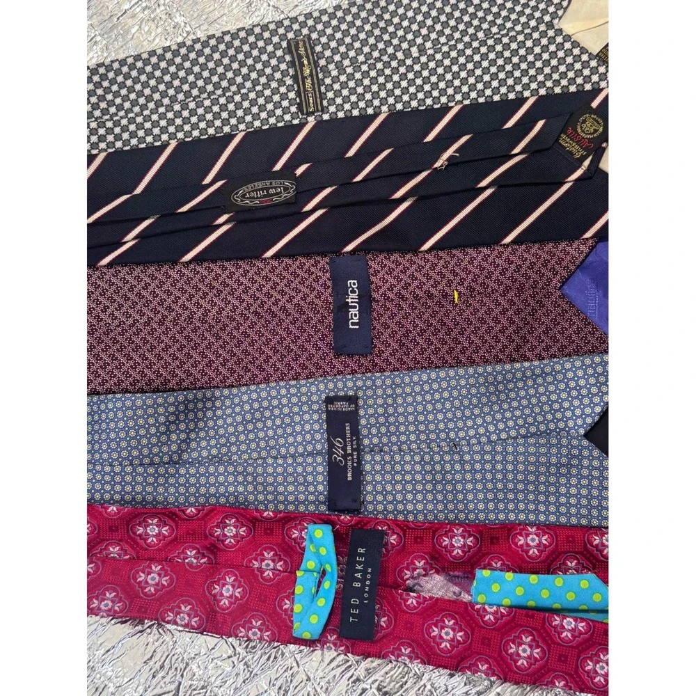 Lot of 5 Mens Neck Ties Ted Baker Brooks Brothers 346 Nautica Silk Designer